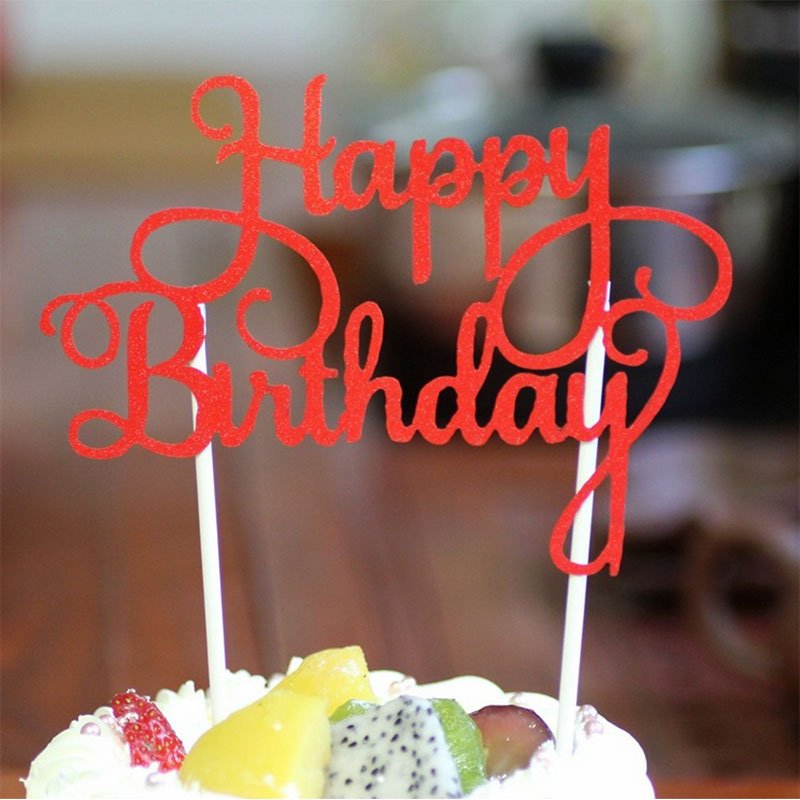 Birthday Party Supplies Cake Decorations Glitter Paper Birthday Letter Cake Topper for Party
