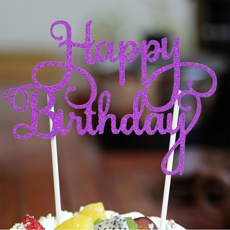 Birthday Party Supplies Cake Decorations Glitter Paper Birthday Letter Cake Topper for Party