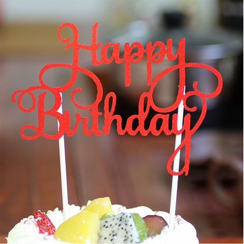 Birthday Party Supplies Cake Decorations Glitter Paper Birthday Letter Cake Topper for Party