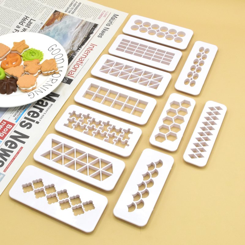 3Pcs Geometric Pattern Embossing Strip Cake Decoration Tools Fondant Printing Molds Cookie Molds For Cake Baking