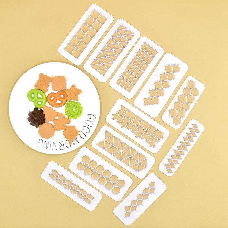 3Pcs Geometric Pattern Embossing Strip Cake Decoration Tools Fondant Printing Molds Cookie Molds For Cake Baking