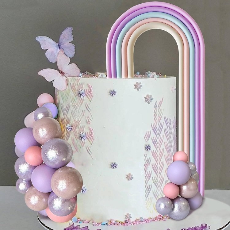Rainbow Cake Toppers Colorful Balls Mermaid Cake Decorations for Wedding Baby Shower Girls Boys Birthday Party Supplies