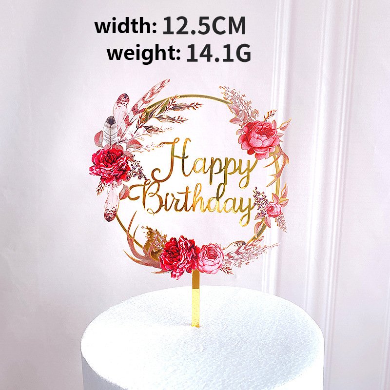 Wholesale Acrylic Fine Flower Cake Toppers Holiday Birthday Wedding & Christmas Easter New Year Cake Decorations