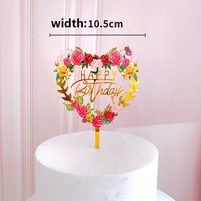 Wholesale Acrylic Fine Flower Cake Toppers Holiday Birthday Wedding & Christmas Easter New Year Cake Decorations