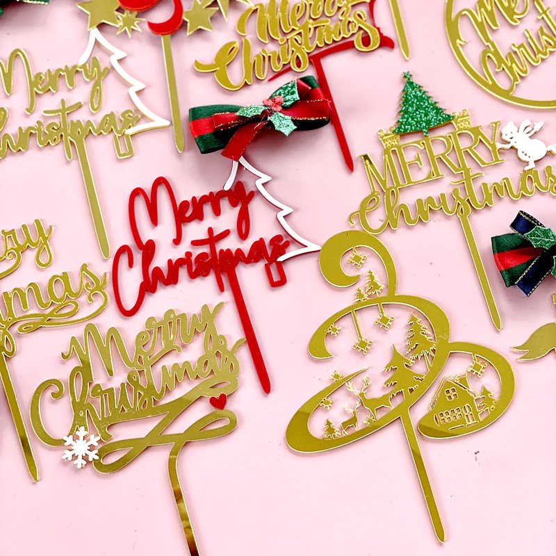 New christmas Elk star cake decoration plug-in christmas tree party dress up card christmas cake topper