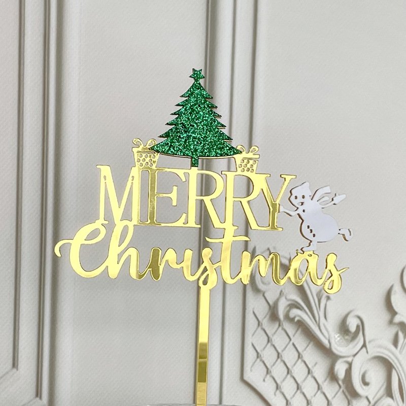 New christmas Elk star cake decoration plug-in christmas tree party dress up card christmas cake topper