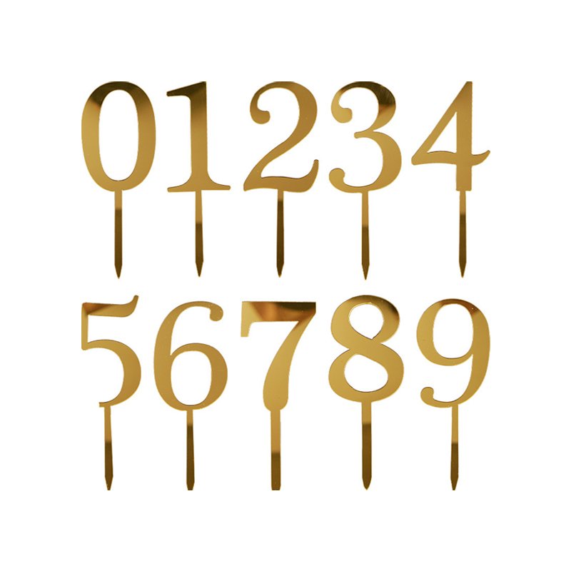 High Quality Acrylic Numbers Cake Toppers Gold Number Cake Topper Number Birthday Party Dessert Table Cake Decoration