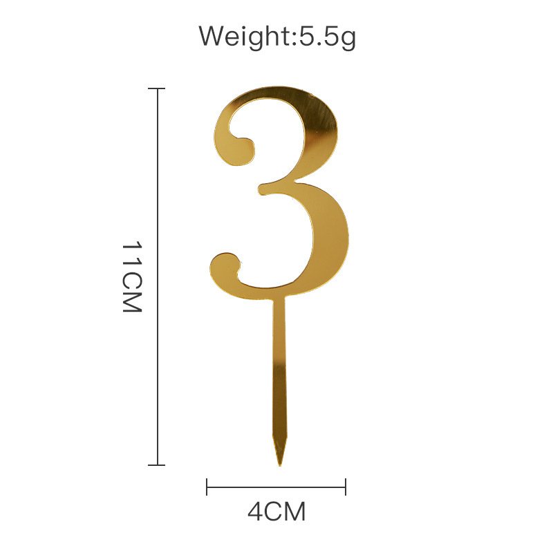High Quality Acrylic Numbers Cake Toppers Gold Number Cake Topper Number Birthday Party Dessert Table Cake Decoration