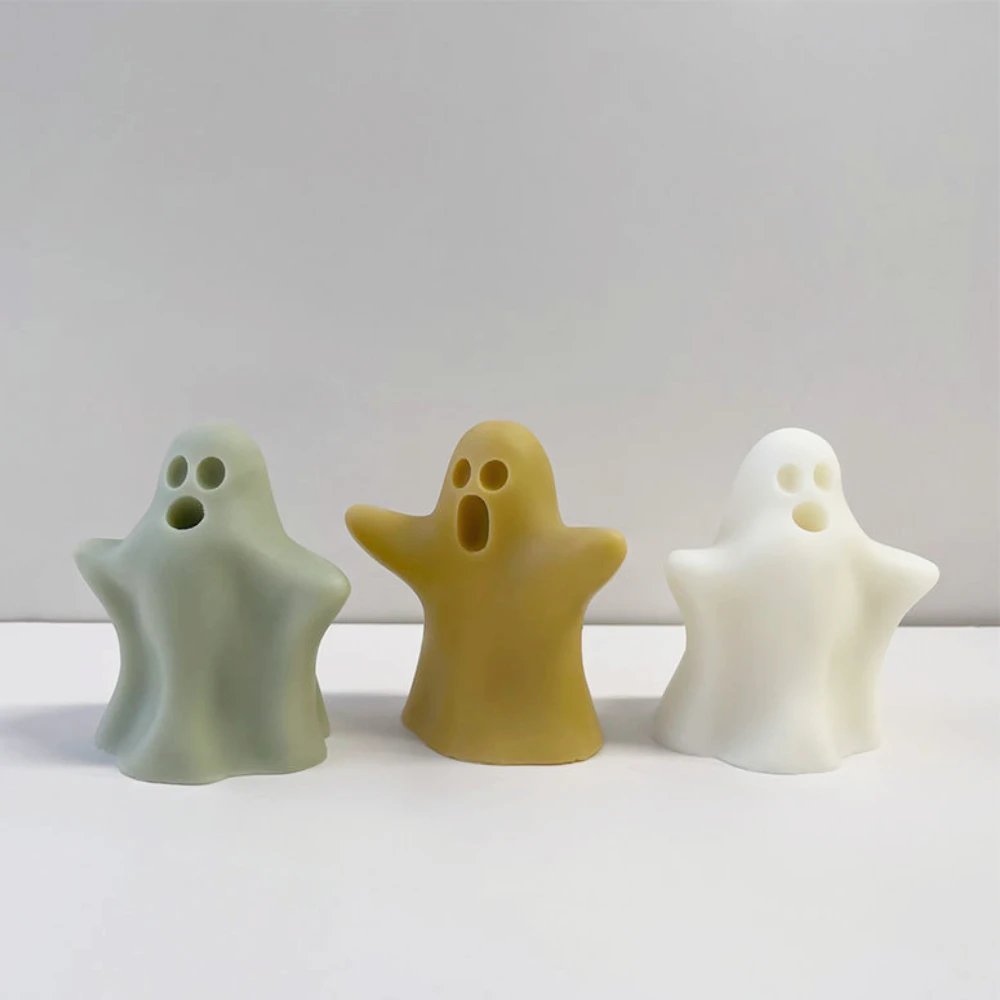 Silicone Candle Mould 3D Funny Ghost Mold for Candles Halloween Soap Resin Party Decor Chocolate Tool Molde De Vel Candle Molds