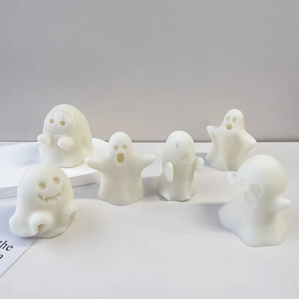 Silicone Candle Mould 3D Funny Ghost Mold for Candles Halloween Soap Resin Party Decor Chocolate Tool Molde De Vel Candle Molds
