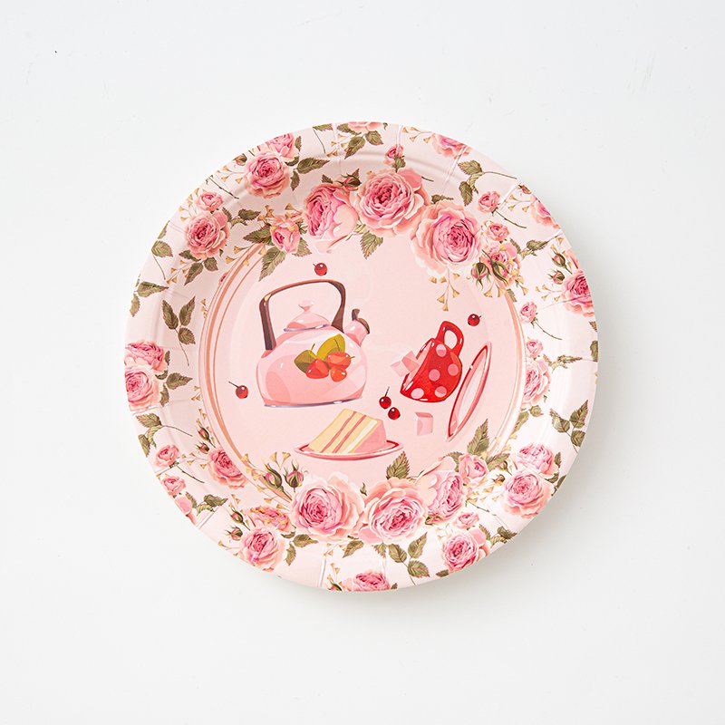 Hot Sale 7 /9 Inch Custom Color Paper Plate Disposable Cake Plate Birthday Party Dishes Plates Set For Party