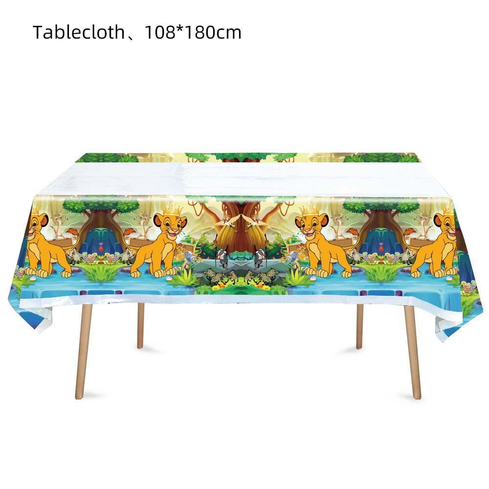 Jungle Animal Party Tableware Kit Boy Birthday Party Cartoon Lion King Theme Decorative Paper Plates Napkin Cup Wild One Gifts