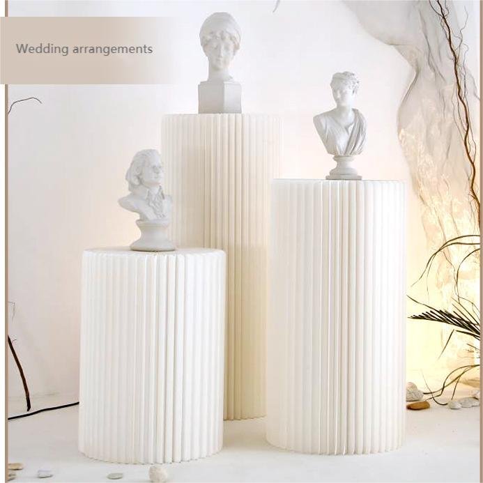 Roman Wedding Columns Paper Roman Pillar Folding Paper Pillar Column With Acrylic Lid For Wedding Table Decorations