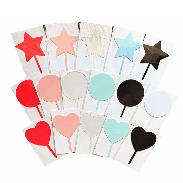 Clear Circle Blank Acrylic Cake Topper DIY Personalized Happy Birthday Wedding Cake Toppers Round Acrylic Clear Disc with Stick