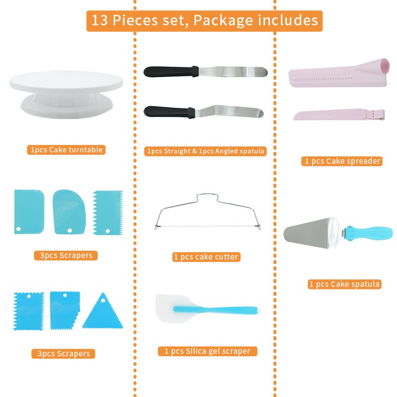 Bakest 13 Pcs Plastic Cake Decorating Tools Set Baking Equipment Set Cake Decorating Tools And Accessories For Beginners