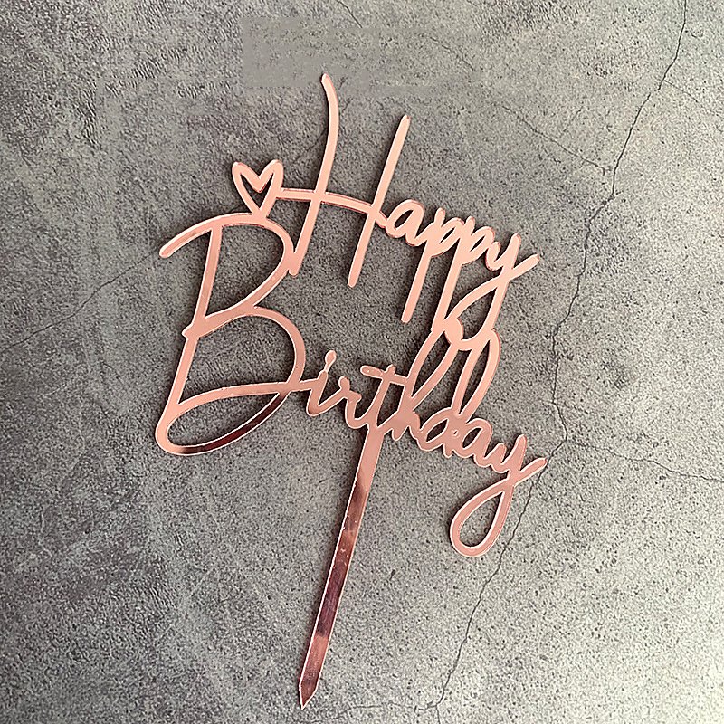 Happy Birthday Cake Decoration Black Gold Acrylic Cake Topper Party Baking Cake Decoration Supplies