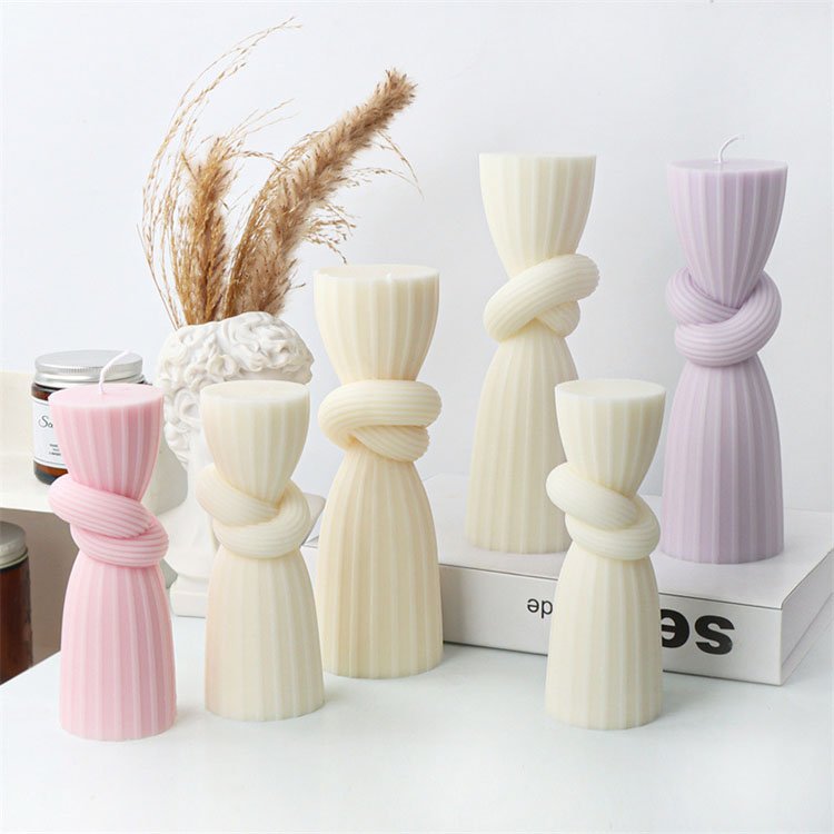 YS Knot Striped Cylindrical Silicone Candle Molds Home Gypsum Decorations Casting Mould DIY Soy Aromatherapy Candle Making