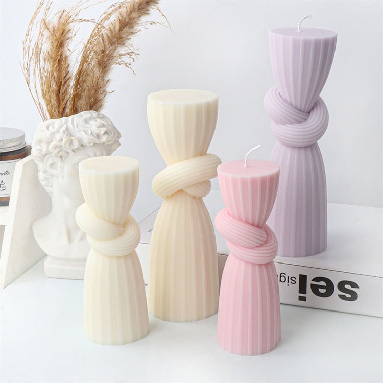 YS Knot Striped Cylindrical Silicone Candle Molds Home Gypsum Decorations Casting Mould DIY Soy Aromatherapy Candle Making