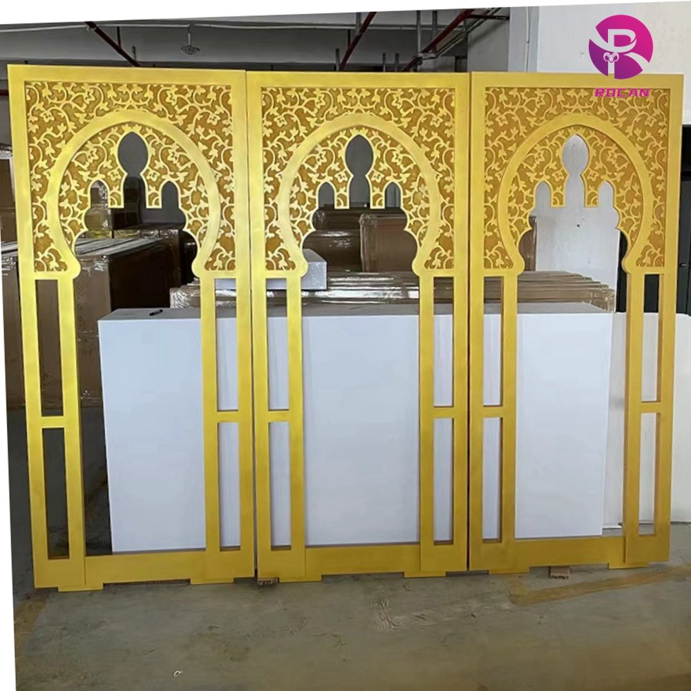 Gold Backdrop Stand Arch Display Rack White Acrylic Backdrop for Wedding Events Stage other party decorations Supplies
