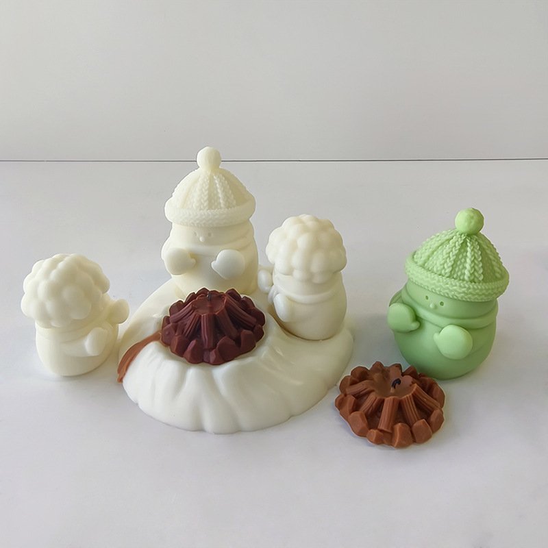 J10-273 Christmas Set DIY Snowman Silicone Molds For Cake & Candle Christmas Decorations Ornaments DIY Moulds