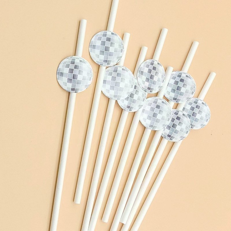 Ychon disco straw happy birthday new year party straws drinking straw for birthday gifts