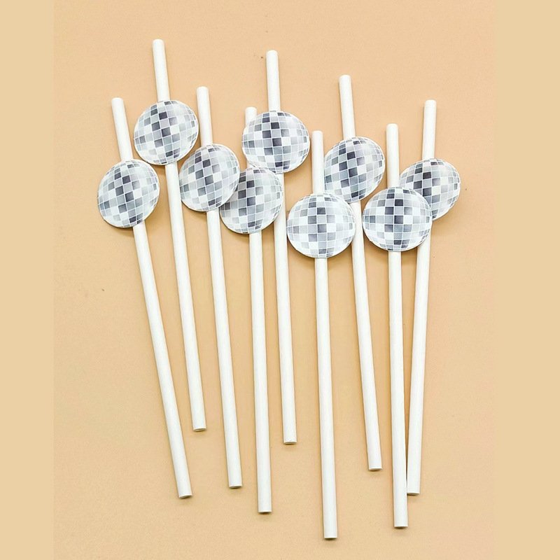 Ychon disco straw happy birthday new year party straws drinking straw for birthday gifts