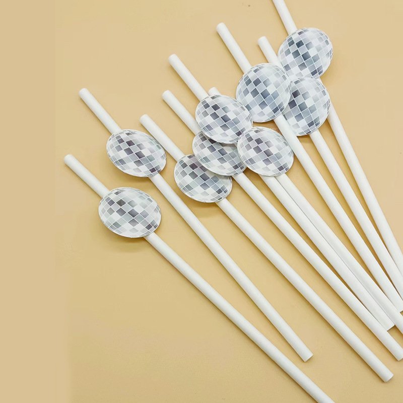 Ychon disco straw happy birthday new year party straws drinking straw for birthday gifts