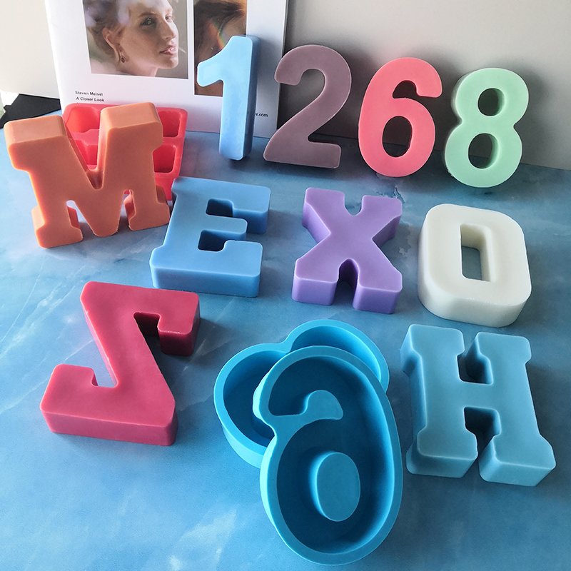 Big Large Abc Alphabetic Mould Jumbo Giant Individual Letter Resin Silicone Alphabet Letter Mold For Kitchen DIY Cake Baking