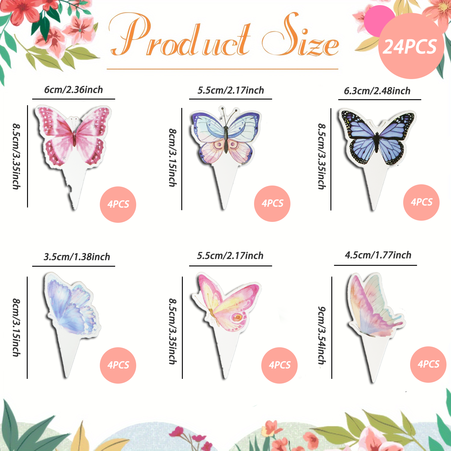 Flower Shape Butterfly Cupcake Topper Disposable Birthday Cake Supply Party Decorations Cake Decoration Supplies