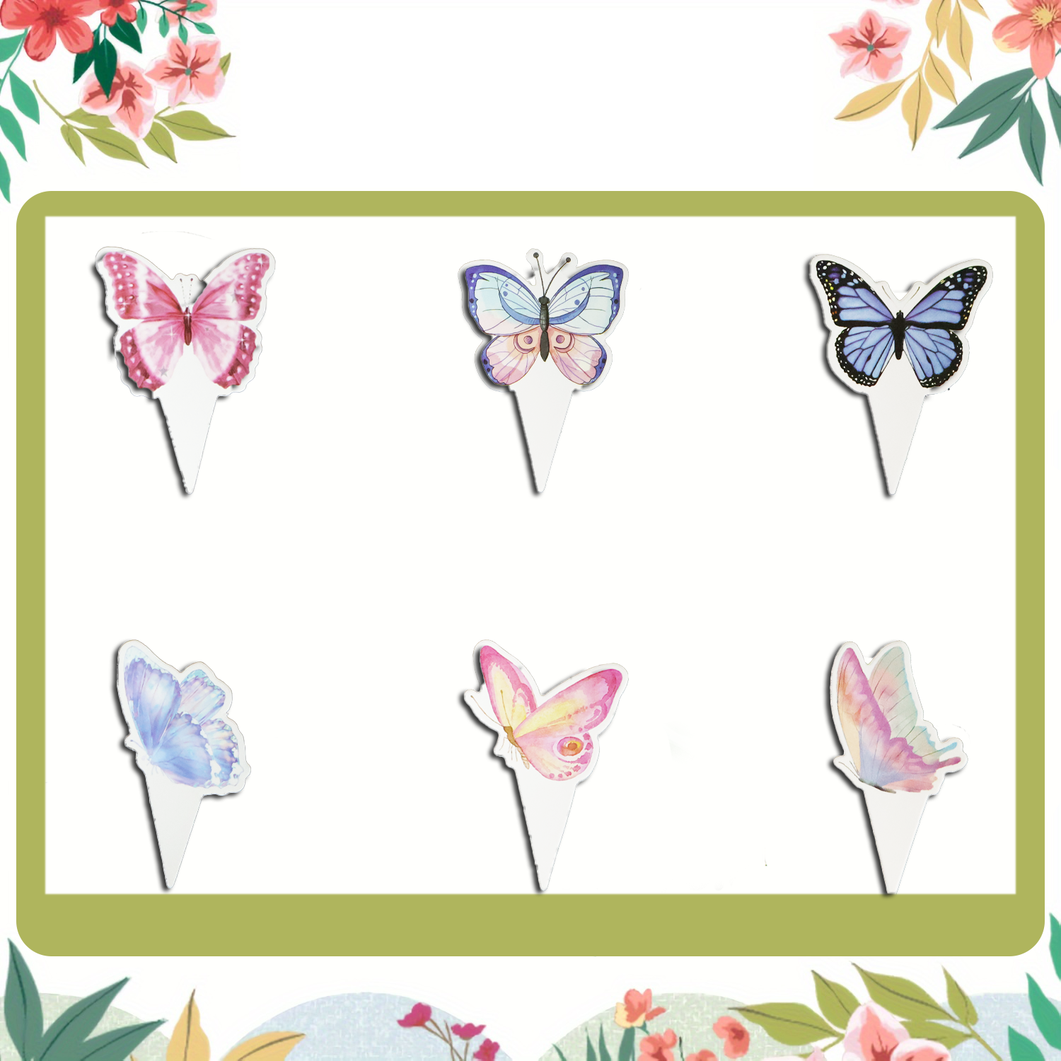 Flower Shape Butterfly Cupcake Topper Disposable Birthday Cake Supply Party Decorations Cake Decoration Supplies