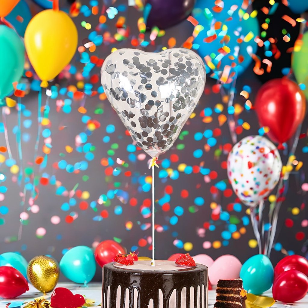 6\" Sequin Balloon for Birthday Party Decorations Dessert Table Plug-In 10 Pack Cake Decorating Supplies