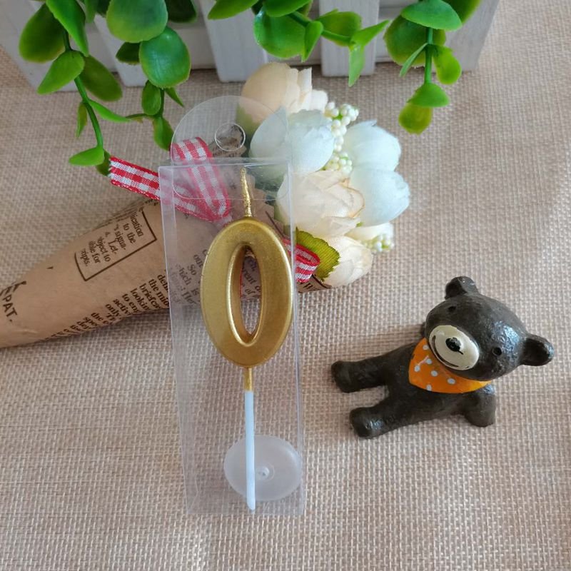 Gold digital candle 0-9 Birthday cake decoration plug-in gold-plated PVC box with