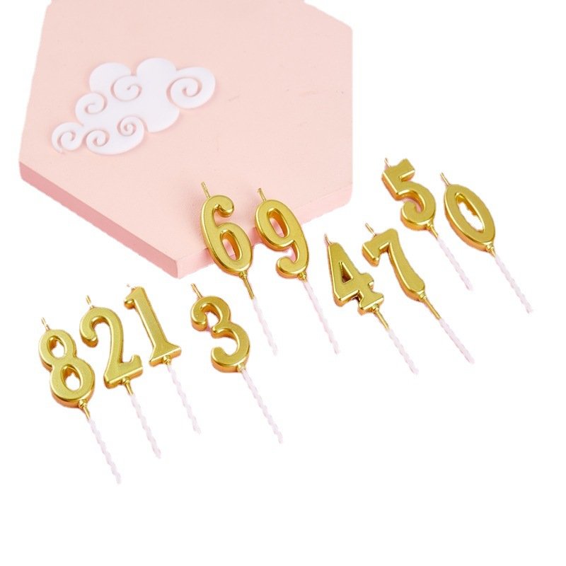 Gold digital candle 0-9 Birthday cake decoration plug-in gold-plated PVC box with