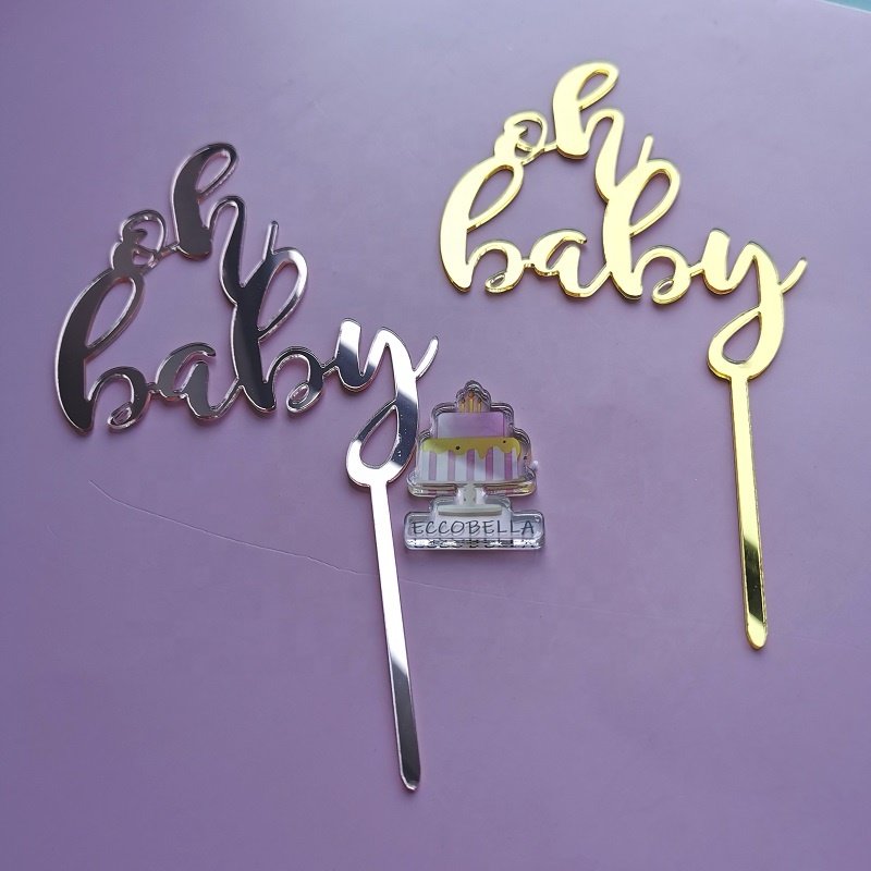 Oh Baby acrylic cake cupcake topper for baby shower cake decoration party supplies
