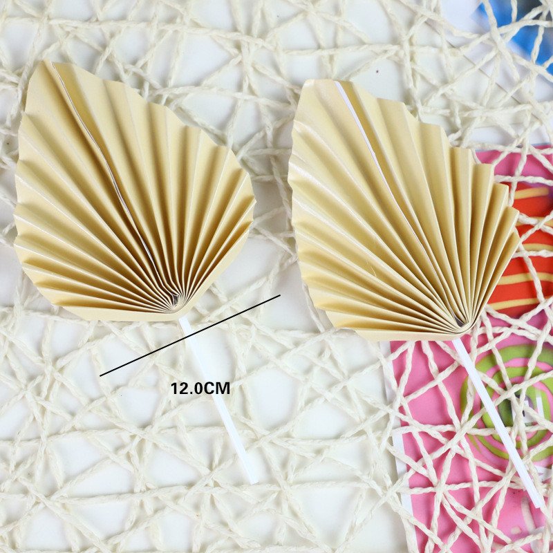Cake Decoration Birthday Party Cake Topper Paper Folding Fan Gold Pink Palm Leaf Cake Toppers