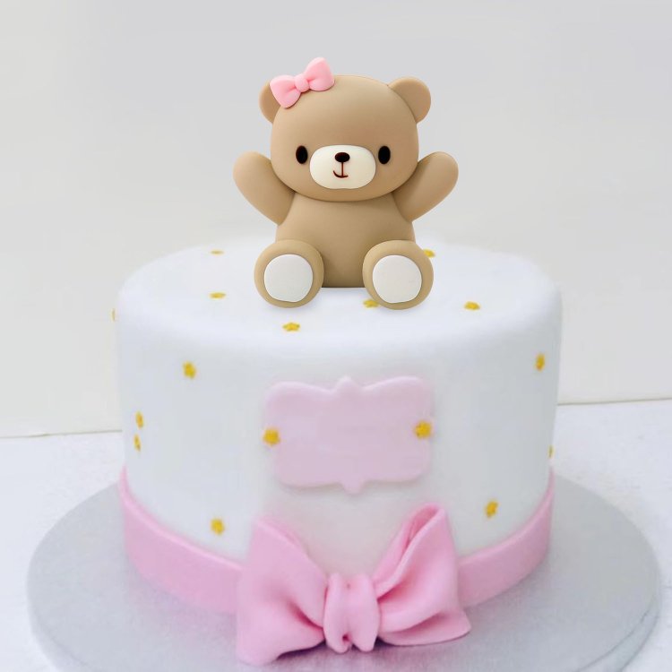 13D Bear Cake Toppers Brown Bear Cake Decorations for Boy Girl Baby Shower Birthday Party Supplies