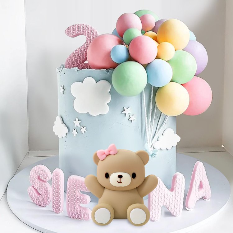 13D Bear Cake Toppers Brown Bear Cake Decorations for Boy Girl Baby Shower Birthday Party Supplies