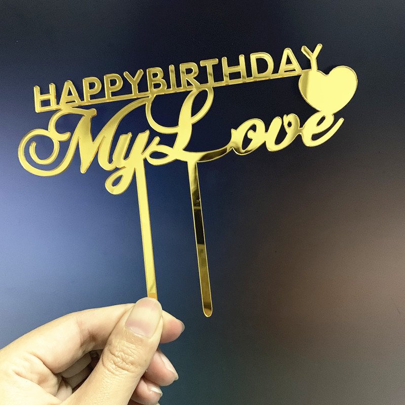 Happy valentine's day acrylic cake topper wedding anniversary cake topper party cake decorations HAPPY BIRTHDAY my love