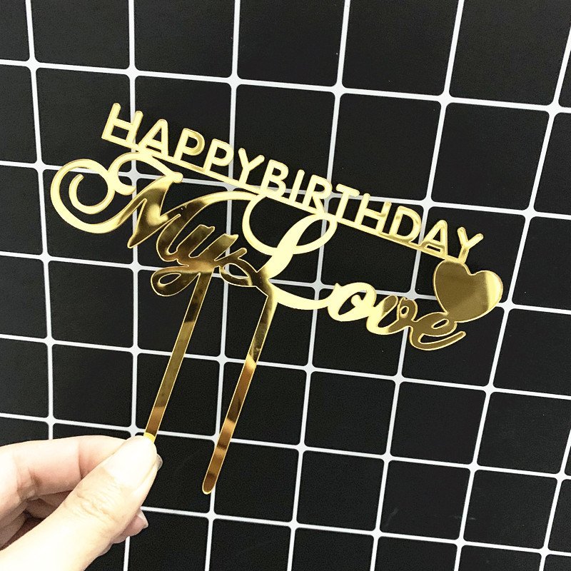 Happy valentine's day acrylic cake topper wedding anniversary cake topper party cake decorations HAPPY BIRTHDAY my love
