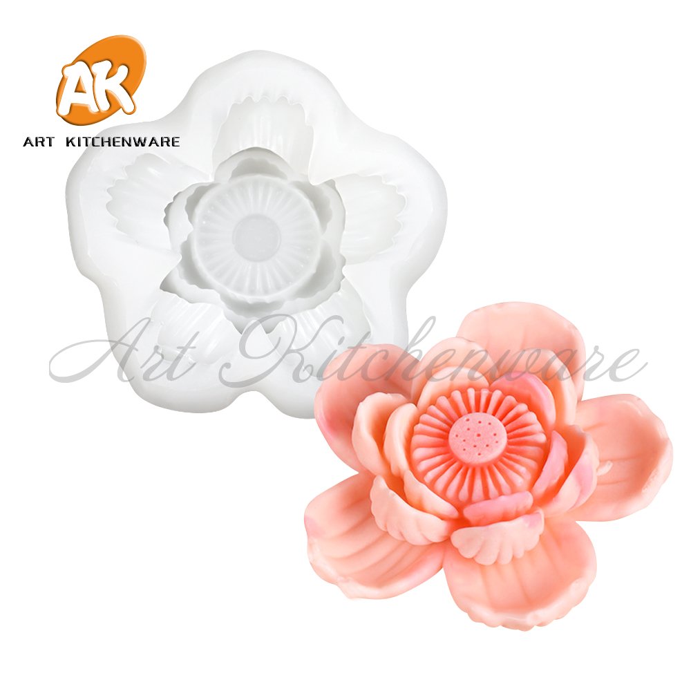 AK Custom 3d Lotus Silicone Candle Mold for Candles Soap Chocolate Molds DIY Plaster Ornaments Art Cake Decorations Pastry Mould