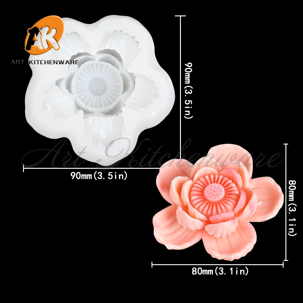 AK Custom 3d Lotus Silicone Candle Mold for Candles Soap Chocolate Molds DIY Plaster Ornaments Art Cake Decorations Pastry Mould
