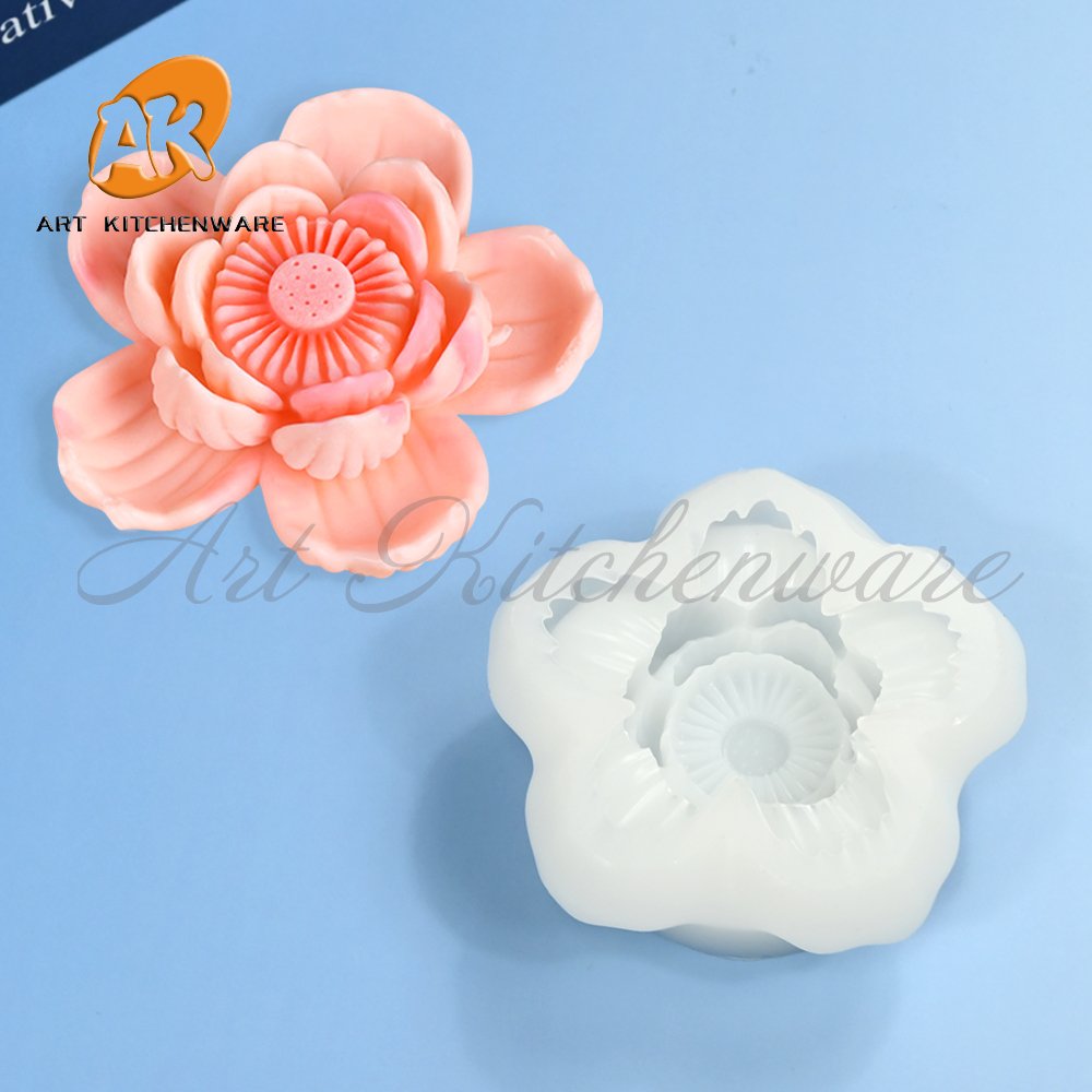 AK Custom 3d Lotus Silicone Candle Mold for Candles Soap Chocolate Molds DIY Plaster Ornaments Art Cake Decorations Pastry Mould