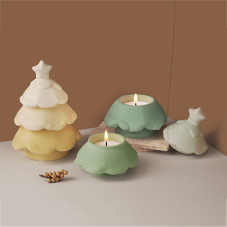 Christmas Tree Candle Jar Silicone Molds With Lid Soybean Wax Candle Container Casting Mould DIY Christmas Decorations Making