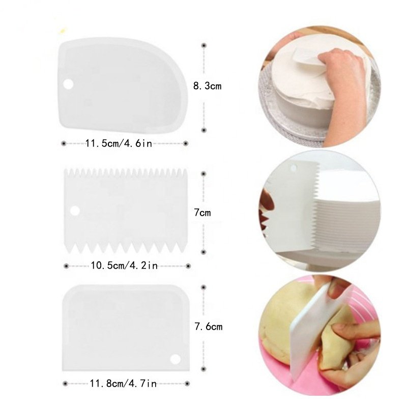Cake Decorating Kit Baking Cake Turntable with 2 Frosting Straight Angled Spatula 3 Icing Smooth Scraper Baking Accessories Tool