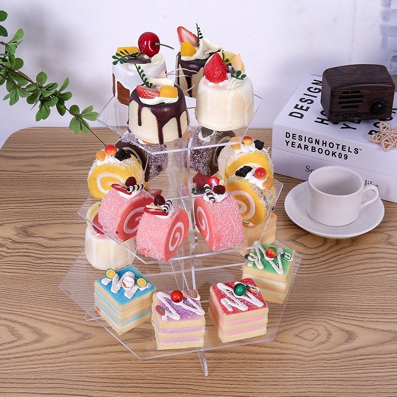 Customized Acrylic Cake Display Stand Transparent Round Dessert Three-Layer Display Stand For Birthday Party Decoration