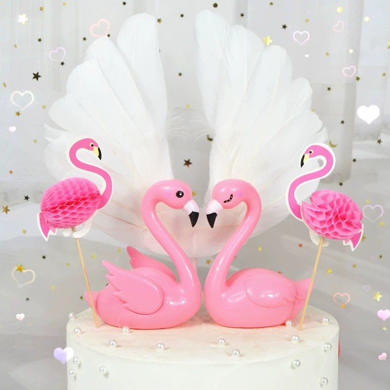 DAMAI Hawaiian Theme Party Supplies Flamingo Pineapple Honeycomb Ball Paper Cake Decorating Supplies Cake Topper Decoration
