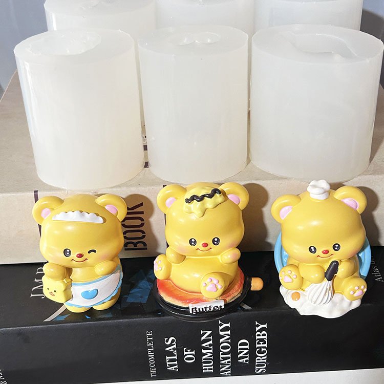 YS Butter Bear Series Silicone Mold DIY Scented Candles Ornament Cartoon Doll Handmade Key buckle Desktop Decor Birthday Gift