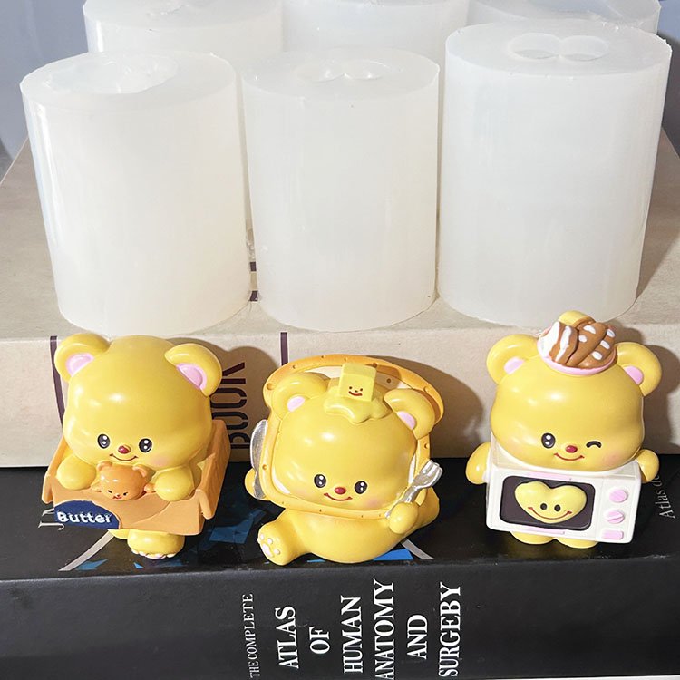 YS Butter Bear Series Silicone Mold DIY Scented Candles Ornament Cartoon Doll Handmade Key buckle Desktop Decor Birthday Gift