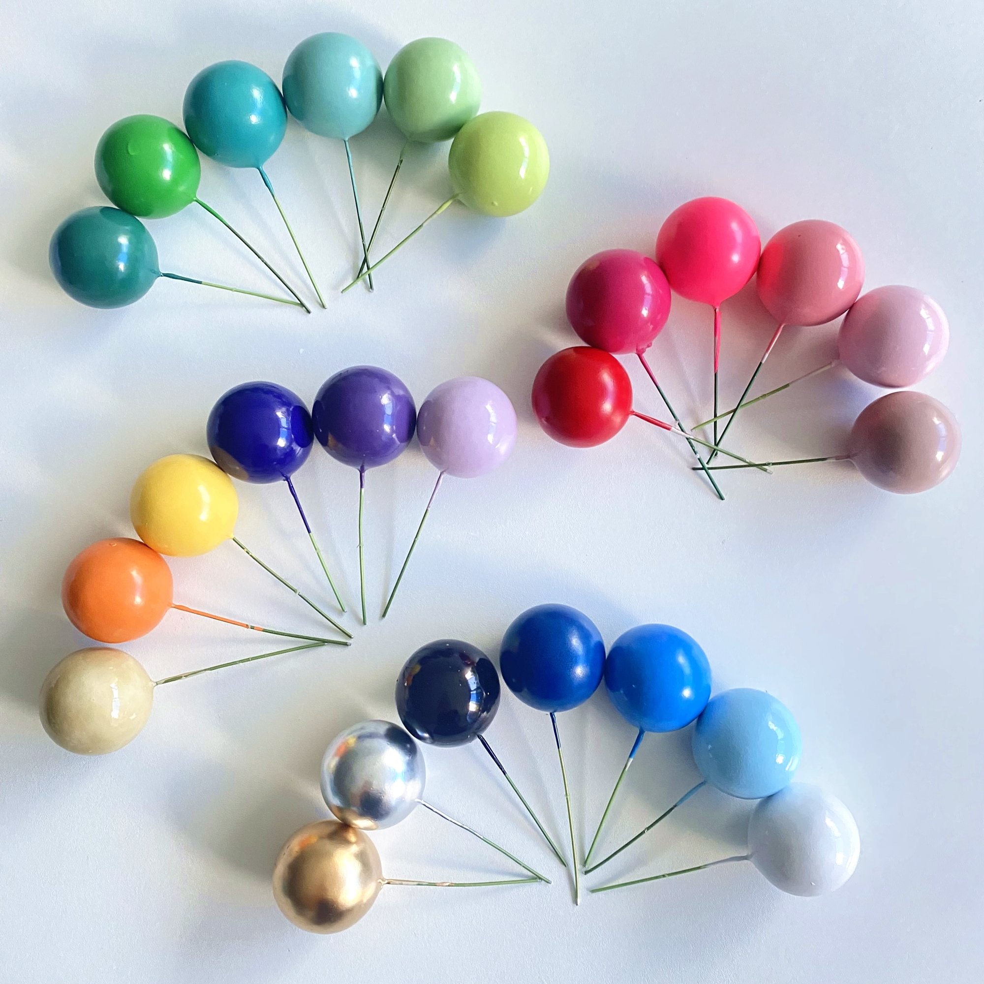 20pcs/bag 2 2.5 3 4cm Mixed Faux Balls Gold Silver Pink Blue Ball Happy Birthday Cake Topper Cake Decoration for Cake Supplies