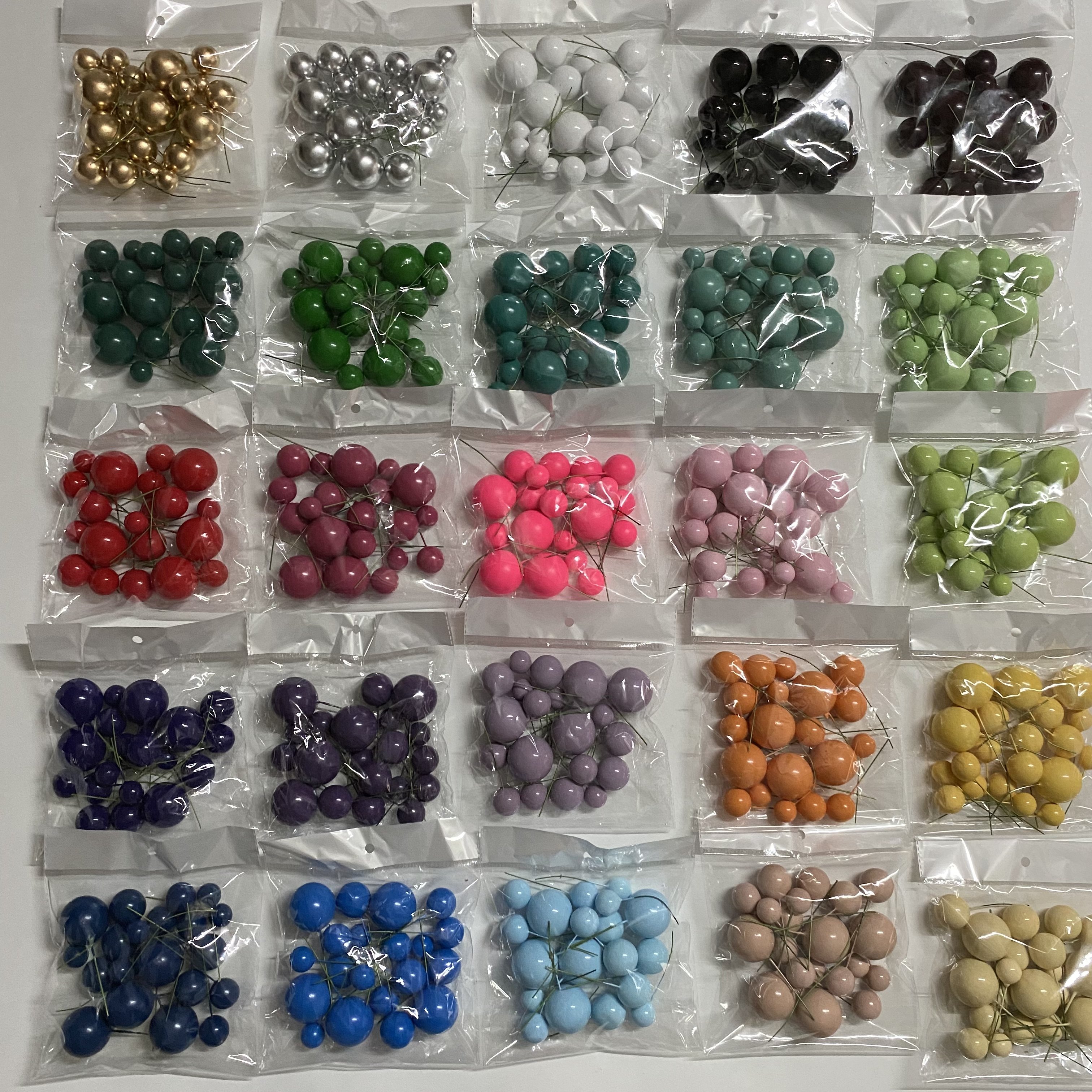 20pcs/bag 2 2.5 3 4cm Mixed Faux Balls Gold Silver Pink Blue Ball Happy Birthday Cake Topper Cake Decoration for Cake Supplies
